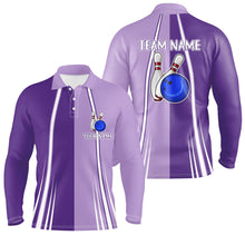 Load image into Gallery viewer, Personalized Purple Retro Bowling Polo, Quarter Zip shirt For Men custom vintage bowling team jersey NQS7578