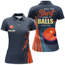 Load image into Gallery viewer, Personalized Navy orange Retro Bowling shirts for women custom Does this shirt make my balls look big NQS7723