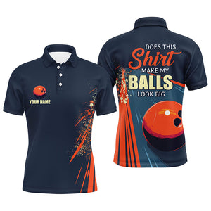 Personalized Navy & orange Retro Bowling shirts for men custom Does this shirt make my balls look big NQS7723