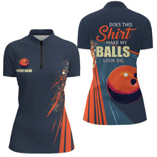 Load image into Gallery viewer, Personalized Navy orange Retro Bowling shirts for women custom Does this shirt make my balls look big NQS7723