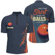 Load image into Gallery viewer, Personalized Navy &amp; orange Retro Bowling shirts for men custom Does this shirt make my balls look big NQS7723