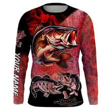 Load image into Gallery viewer, Bass Fishing UV protection customize name long sleeves fishing shirt | Red NQS661