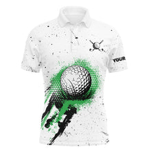 Load image into Gallery viewer, White Grunge Pattern Men golf polo shirts custom vintage green golf attire for men, golfer gifts NQS8399