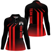 Load image into Gallery viewer, Black and Red Bowling Polo, Quarter Zip Shirt For Women Custom Bowling Team League Jerseys NQS8401