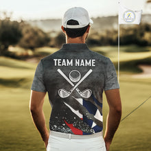 Load image into Gallery viewer, Gray Grunge Texas Flag Mens golf polo shirts Custom patriotic Golf attire for men NQS10580
