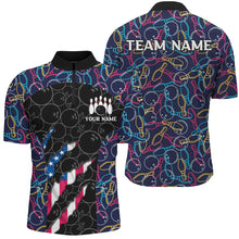 Load image into Gallery viewer, Personalized Bowling Camo American Flag Bowling Team Shirts For Men, Patriotic Bowler Outfits NQS8613