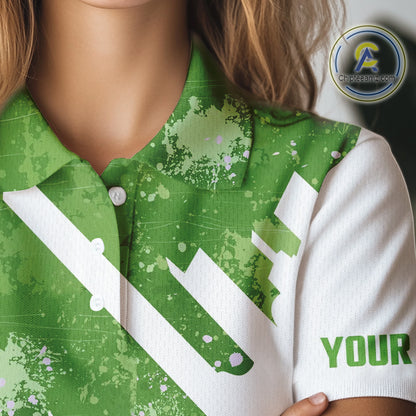 Green and white golf ball flame Women golf polo shirts custom team golf shirts, ladies golf clothing NQS10978