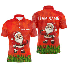 Load image into Gallery viewer, Personalized Funny Santa Christmas Bowling Shirts For Men, Christmas Bowling Shirts Team Uniform | Red NQS9095