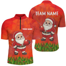 Load image into Gallery viewer, Personalized Funny Santa Christmas Bowling Shirts For Men, Christmas Bowling Shirts Team Uniform | Red NQS9095