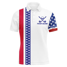 Load image into Gallery viewer, Red, white and blue American Flag Mens Golf Polo Shirts Custom Patriotic Golf shirt For Men NQS9098