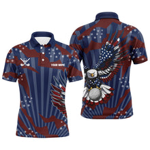 Load image into Gallery viewer, American Flag Eagle Golf Ball Mens Golf Polo Shirts Custom Patriotic Mens Golf Tops, golfing gifts NQS9100