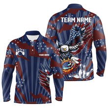 Load image into Gallery viewer, Personalized American Flag Eagle Bowling Shirts For Men Custom Patriotic Bowling Team Jerseys NQS9101