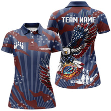 Load image into Gallery viewer, Personalized American Flag Eagle Bowling Shirts For Women Custom Patriotic Bowling Team Jerseys NQS9101