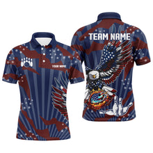 Load image into Gallery viewer, Personalized American Flag Eagle Bowling Shirts For Men Custom Patriotic Bowling Team Jerseys NQS9101