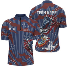 Load image into Gallery viewer, Personalized American Flag Eagle Bowling Shirts For Men Custom Patriotic Bowling Team Jerseys NQS9101