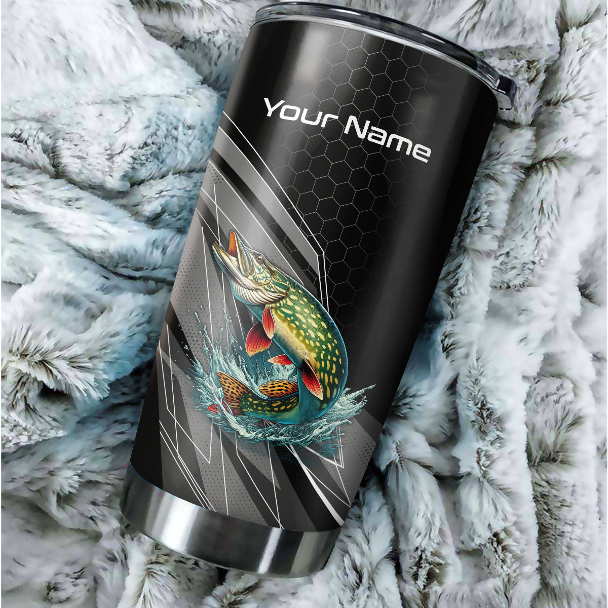 1PC Northern Pike fishing tumbler Custom Stainless Steel Tumbler Cup, Fishing gift for Fishing lovers NQS9924