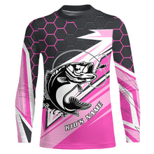 Load image into Gallery viewer, Largemouth Bass Fishing tattoo Customize UV protection long sleeves fishing shirts, Bass pink jerseys NQS5860