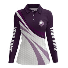 Load image into Gallery viewer, Purple and white golf shirt custom name Women golf polo shirts, ladies purple golf polo, golfer gifts NQS7977