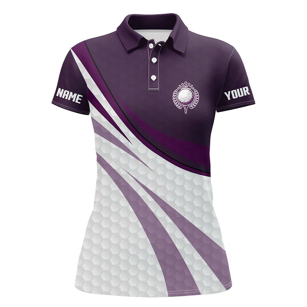 Purple and white golf shirt custom name Women golf polo shirts, ladies purple golf polo, golfer gifts NQS7977