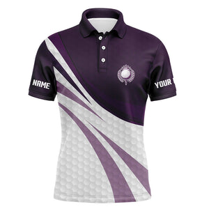 Purple and white golf shirt custom name Mens golf polo shirts, mens purple golf polo, golfer gifts NQS7977