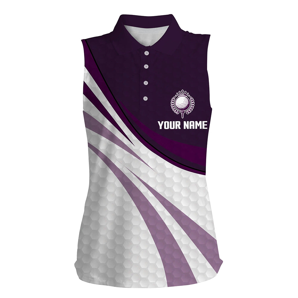 Purple and white golf shirt Women sleeveless polo shirt, ladies purple golf polo, golfer gifts NQS7977