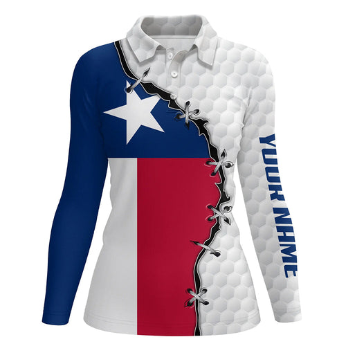 Womens golf polo shirts Texas flag white golf ball skin pattern custom patriot team golf shirts NQS7982