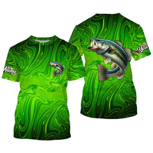 Load image into Gallery viewer, Bass fishing green camo customize name performance long sleeves Fishing shirts for men, women, kid NQS6061