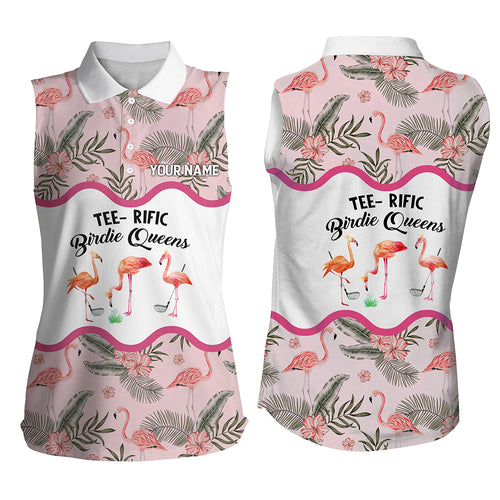 Funny pink flamingo shirt Women sleeveless polo custom tee-rific birdie queens Flamingo pattern golf NQS6066