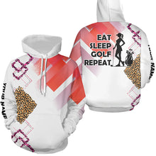 Load image into Gallery viewer, Funny Pink Leopard pattern White golf Hoodies custom Eat sleep golf repeat golf attire NQS8408