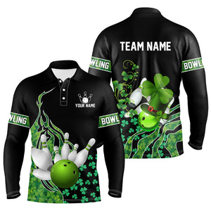 Green shamrock lucky Men bowling shirts Custom St Patrick Day black Team League Bowling Jerseys NQS8843