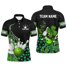 Load image into Gallery viewer, Green shamrock lucky Men bowling shirts Custom St Patrick Day black Team League Bowling Jerseys NQS8843