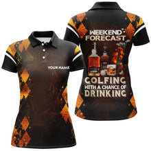 Load image into Gallery viewer, Golf and wine argyle Women golf polo shirt custom Weekend forecast golfing with a chance of drinking NQS8848