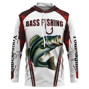 Bass fishing red camo Custom Name Funny Fishing Shirts UV Protection Gift For Fisherman NQS5111