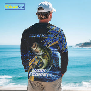 Blue Camo Largemouth Bass fishing Custom sun protection Bass fishing jerseys, custom fishing apparel NQS9931