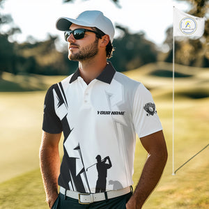 Mens golf polo shirts custom white and black golf tops for men, best golf gifts NQS10061