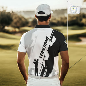 Mens golf polo shirts custom white and black golf tops for men, best golf gifts NQS10061