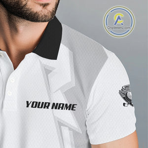 Mens golf polo shirts custom white and black golf tops for men, best golf gifts NQS10061