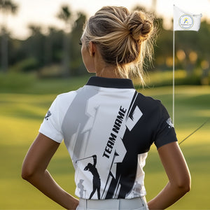 Women golf polo shirts custom white and black golf tops for ladies, best golf gifts NQS10061