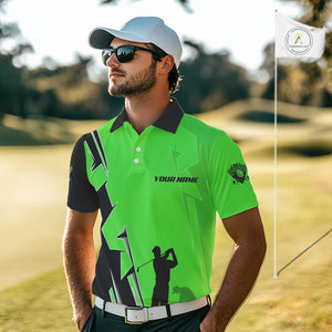 Mens golf polo shirts custom green and black golf tops for men, best golf gifts NQS10063