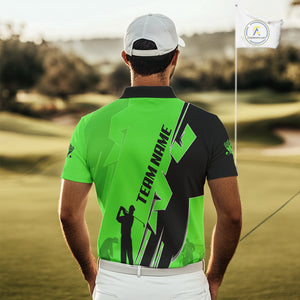 Mens golf polo shirts custom green and black golf tops for men, best golf gifts NQS10063