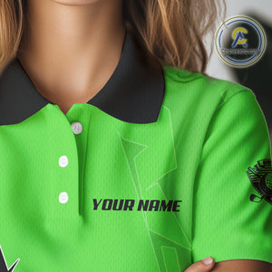 Women golf polo shirts custom green and black golf tops for ladies, best golf gifts NQS10063