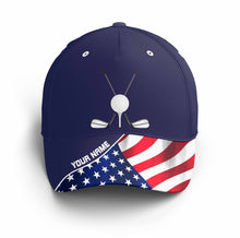 Load image into Gallery viewer, Golf club custom name American flag patriotic Custom golf hat for men, women Baseball golf cap NQS5861