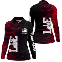 Load image into Gallery viewer, Red Flame Bowling Custom Women Bowling Polo, Quarter zip Shirts Bowling Team Jerseys Tournament NQS8411