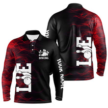 Load image into Gallery viewer, Red Flame Bowling Custom Men Bowling Polo, Quarter zip Shirts Bowling Team Jerseys Tournament NQS8411