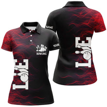 Load image into Gallery viewer, Red Flame Bowling Custom Women Bowling Polo, Quarter zip Shirts Bowling Team Jerseys Tournament NQS8411