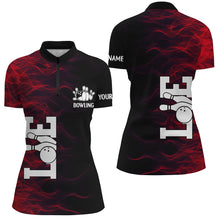 Load image into Gallery viewer, Red Flame Bowling Custom Women Bowling Polo, Quarter zip Shirts Bowling Team Jerseys Tournament NQS8411