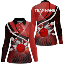 Load image into Gallery viewer, Red Galaxy Women Bowling Polo, Quarter zip Shirts Custom Bowling Team League Jerseys, Gift for bowlers NQS8415