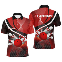Load image into Gallery viewer, Red Galaxy Men Bowling Polo, Quarter zip Shirts Custom Bowling Team League Jerseys, Gift for bowlers NQS8415