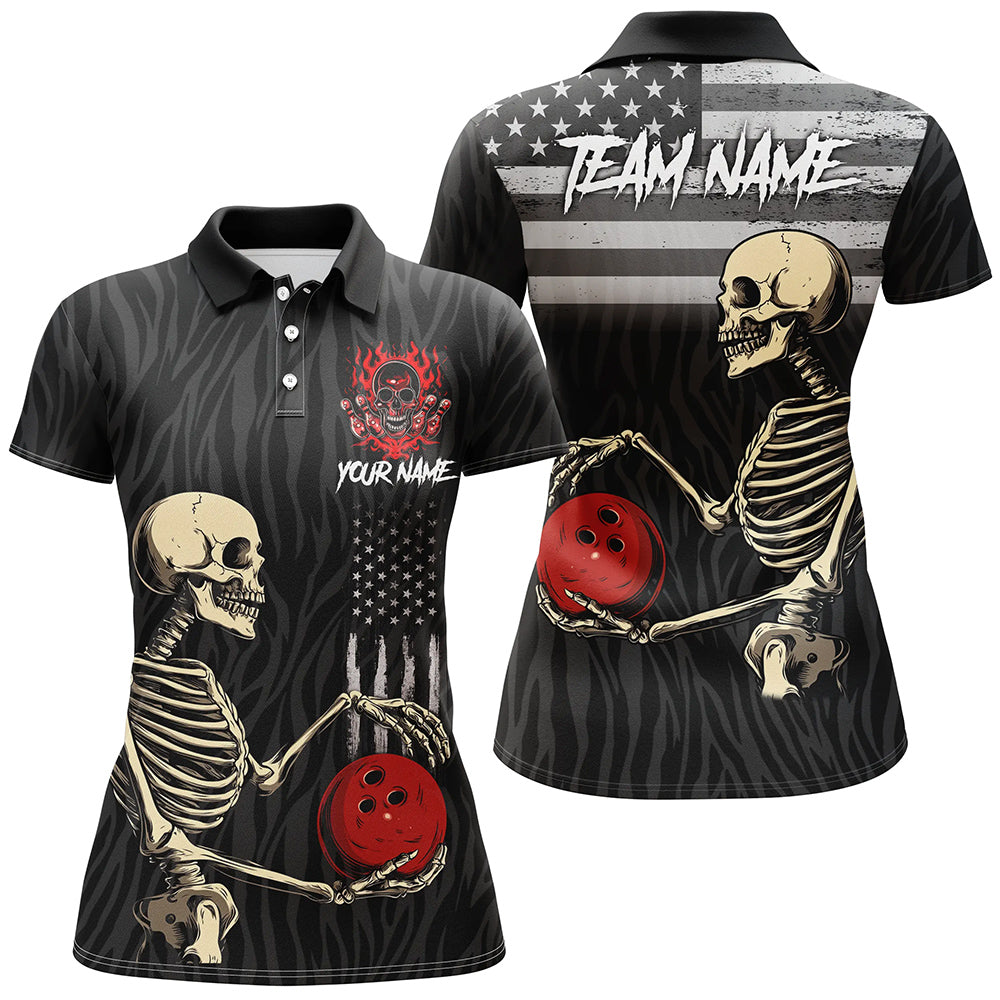 Black American Flag Skull Bowling Camo Custom Bowling Shirts For Women Bowling Team League Jerseys NQS8419
