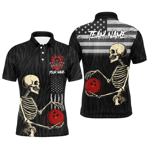 Black American Flag Skull Bowling Camo Custom Bowling Shirts For Men Bowling Team League Jerseys NQS8419